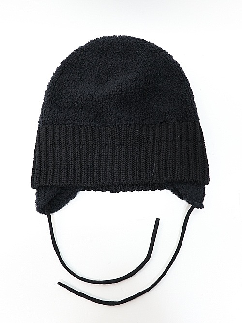 Ground Y饦ɥ磻/Wool boa+EX FineMerino Wool FLIGHT KNIT CAP/BLACK