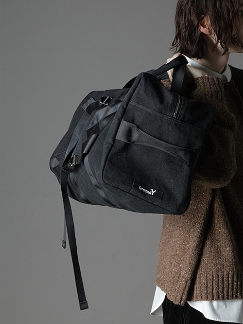 SALE30%OFF/Ground Y�����饦��ɥ磻/CANVAS DUFFLE BAG/BLACK.
