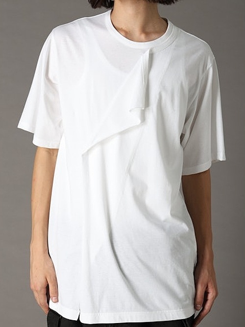 Ground Y�����饦��ɥ磻/30-/COTTON JERSEY LICKING SHOUR SLEEVED T/OFF WHITE