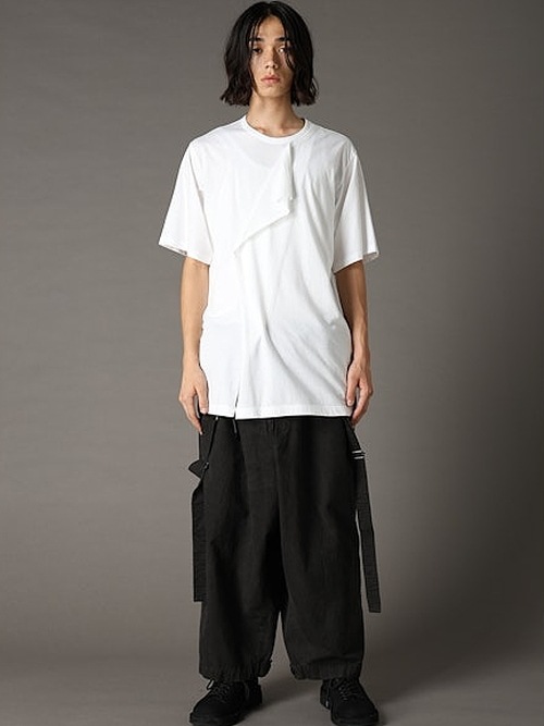 Ground Y�����饦��ɥ磻/30-/COTTON JERSEY LICKING SHOUR SLEEVED T/OFF WHITE