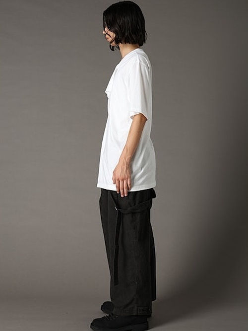 Ground Y�����饦��ɥ磻/30-/COTTON JERSEY LICKING SHOUR SLEEVED T/OFF WHITE