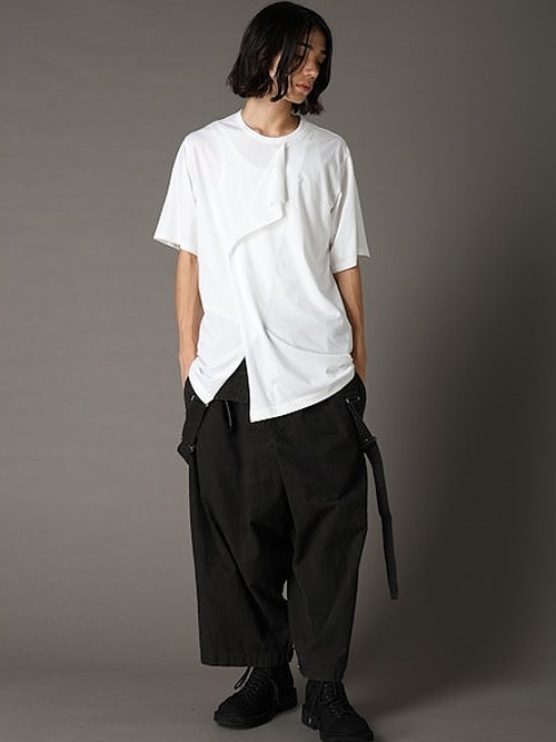 Ground Y�����饦��ɥ磻/30-/COTTON JERSEY LICKING SHOUR SLEEVED T/OFF WHITE