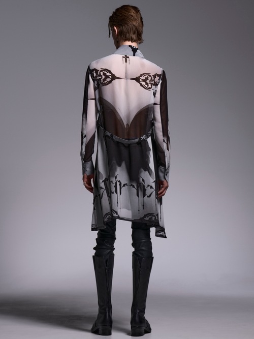 (ͽ���ʡ�6��7������ͽ��/kiryuyrik������奦����奦/Decorative YOURYU Flare Shirt/Black&Gray