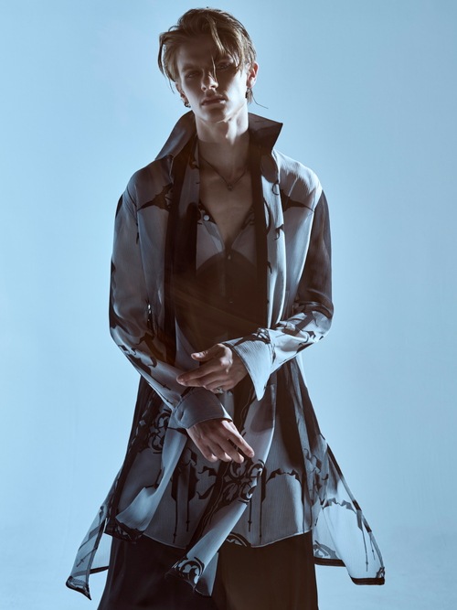 (ͽ���ʡ�6��7������ͽ��/kiryuyrik������奦����奦/Decorative YOURYU Flare Shirt/Black&Gray