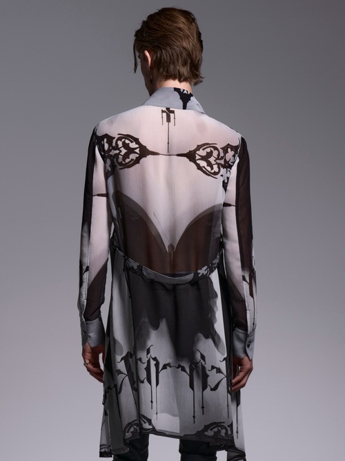 (ͽ���ʡ�6��7������ͽ��/kiryuyrik������奦����奦/Decorative YOURYU Flare Shirt/Black&Gray