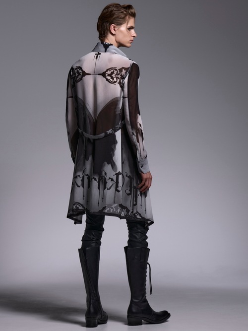 (ͽ���ʡ�6��7������ͽ��/kiryuyrik������奦����奦/Decorative YOURYU Flare Shirt/Black&Gray