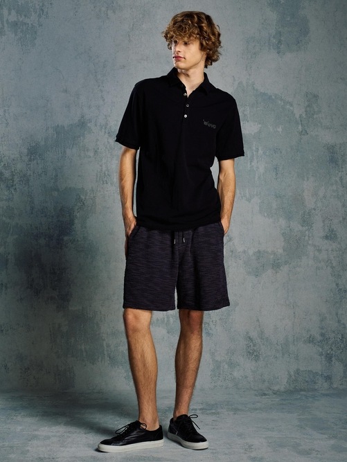 (ͽ���ʡ�5��6������ͽ��/wjk�����֥른��������/muta ����ܥ졼����� cut-off polo S/S(printed)/deep black