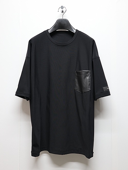 RESOUND CLOTHING���ꥵ����ɥ���������/leather pocket overnylon T/BLACK