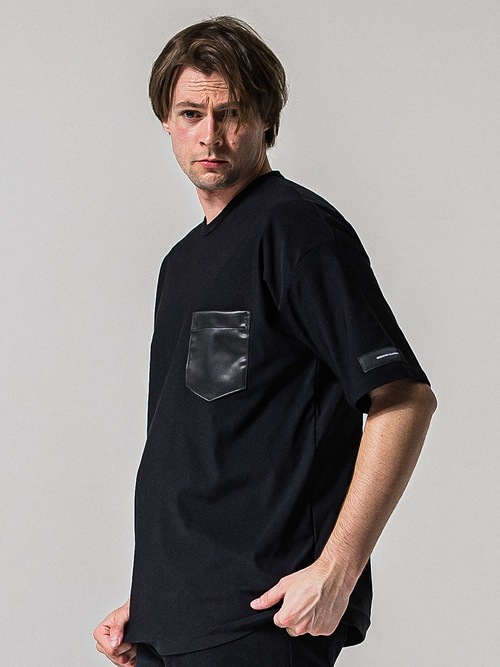 (ͽ���ʡ�4��5������ͽ��/39TH RESOUND CLOTHING���ꥵ����ɥ���������/leather pocket overnylon T/BLACK