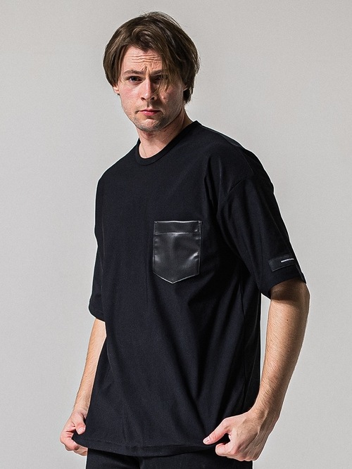 (ͽ���ʡ�4��5������ͽ��/39TH RESOUND CLOTHING���ꥵ����ɥ���������/leather pocket overnylon T/BLACK