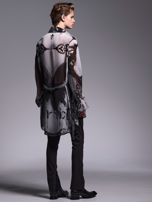 (ͽ���ʡ�6��7������ͽ��/kiryuyrik������奦����奦/Decorative YOURYU Gather Sleeve Shirt/Black&Gray