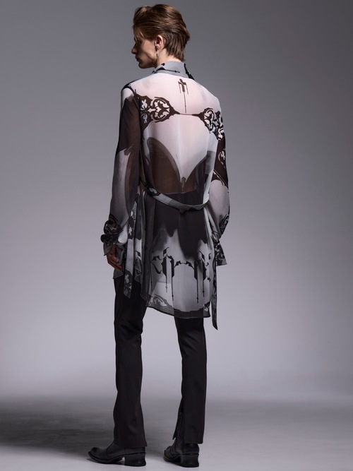 (ͽ���ʡ�6��7������ͽ��/kiryuyrik������奦����奦/Decorative YOURYU Gather Sleeve Shirt/Black&Gray