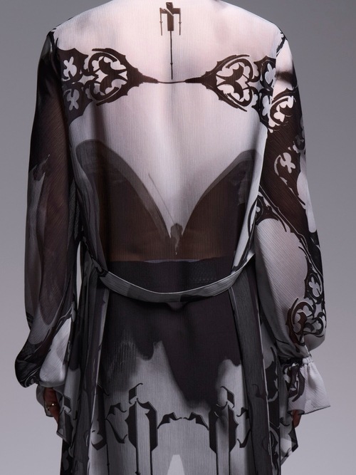 (ͽ���ʡ�6��7������ͽ��/kiryuyrik������奦����奦/Decorative YOURYU Gather Sleeve Shirt/Black&Gray