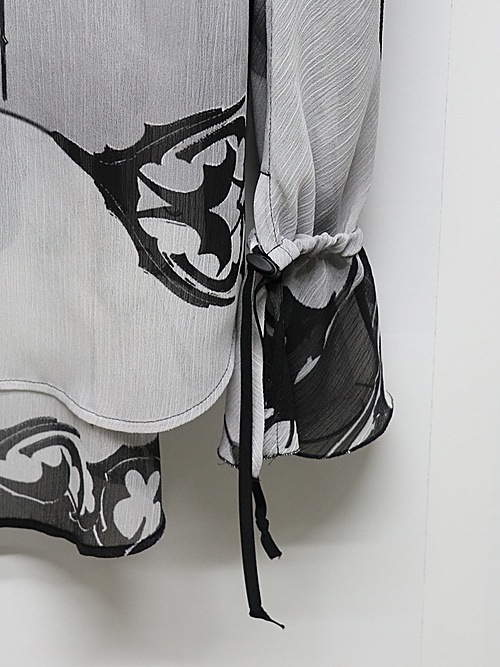(ͽ���ʡ�6��7������ͽ��/kiryuyrik������奦����奦/Decorative YOURYU Gather Sleeve Shirt/Black&Gray