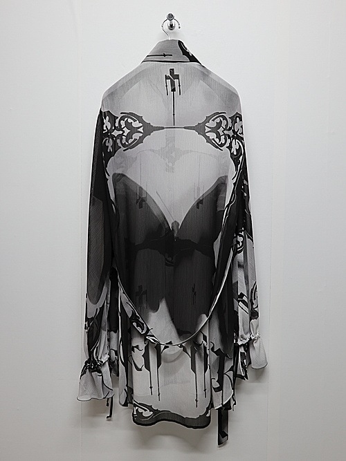 (ͽ���ʡ�6��7������ͽ��/kiryuyrik������奦����奦/Decorative YOURYU Gather Sleeve Shirt/Black&Gray