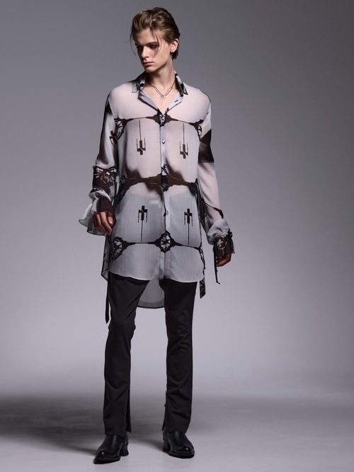 (ͽ���ʡ�6��7������ͽ��/kiryuyrik������奦����奦/Decorative YOURYU Gather Sleeve Shirt/Black&Gray