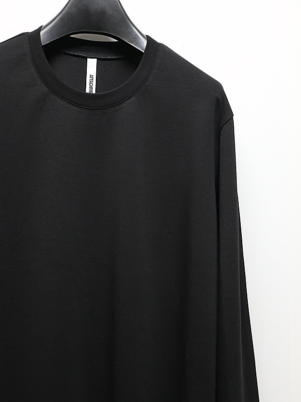 ATTACHMENT�������å�����/COTTON DOUBLE FACE SLIM FIT L/S TEE/BLACK