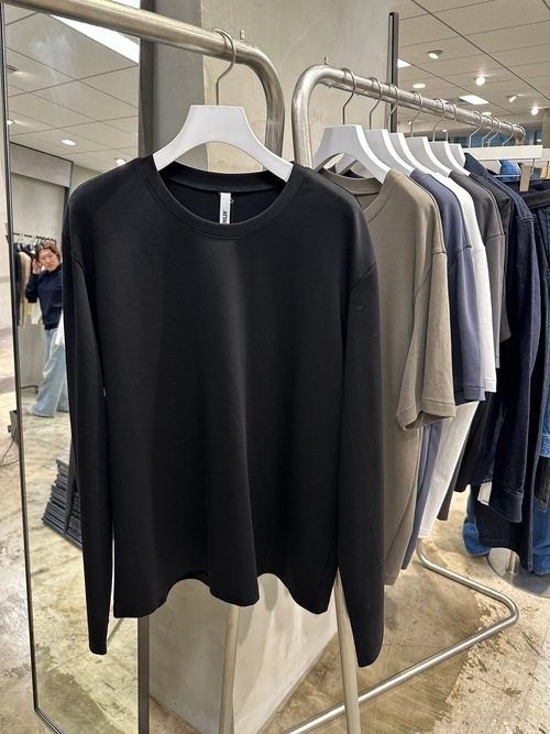 (ͽ���ʡ�7��8������ͽ��/ATTACHMENT�������å�����/COTTON DOUBLE FACE SLIM FIT L/S TEE/BLACK