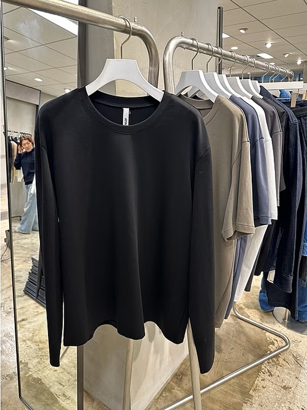 (ͽ���ʡ�7��8������ͽ��/ATTACHMENT�������å�����/COTTON DOUBLE FACE SLIM FIT L/S TEE/BLACK