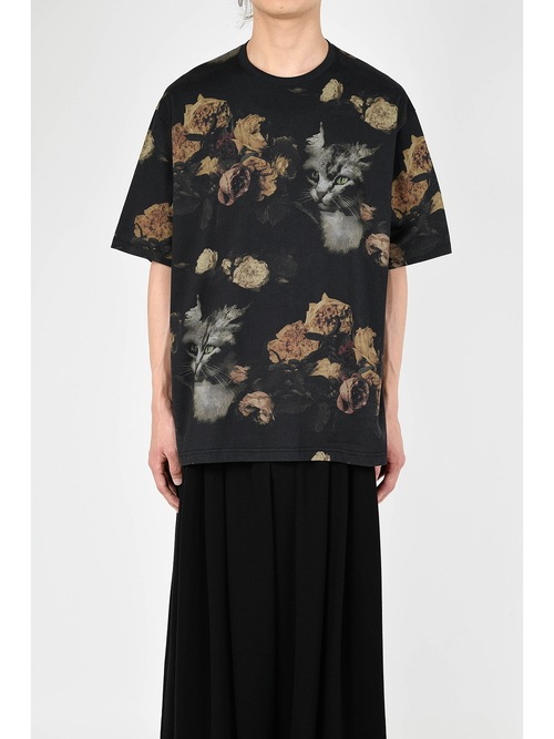 LAD MUSICIANå ߥ塼/30/2 T-CLOTH ROSE+CAT BIG T/BLACK BEIGE