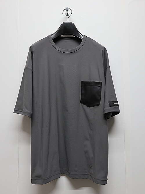 RESOUND CLOTHING���ꥵ����ɥ���������/leather pocket overnylon T/GREY