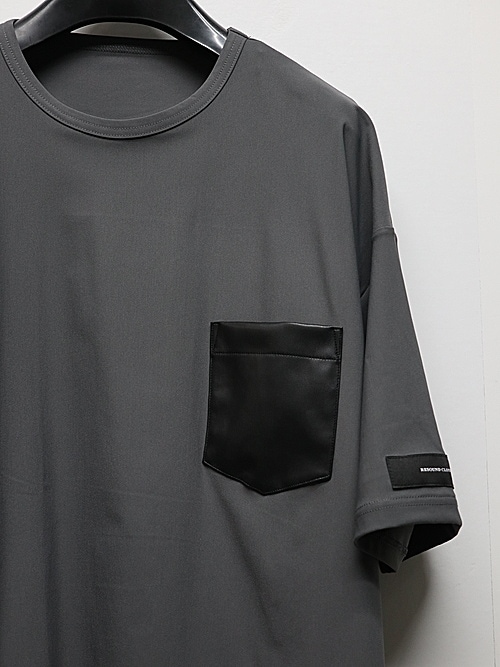 RESOUND CLOTHING���ꥵ����ɥ���������/leather pocket overnylon T/GREY