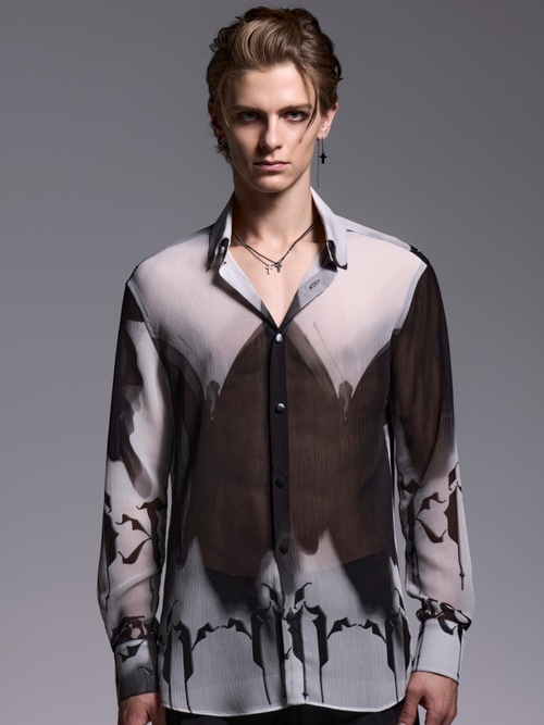 (ͽ���ʡ�6��7������ͽ��/kiryuyrik������奦����奦/Decorative YOURYU Shirt/Black&Gray