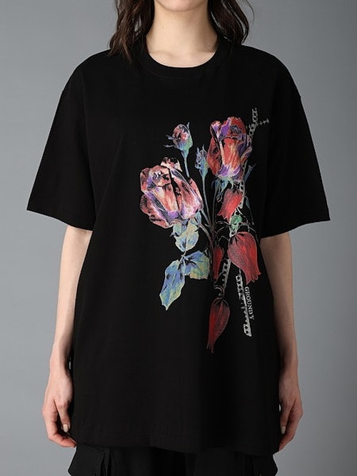 �㴰���Ground Y�����饦��ɥ磻/20/ COTTON JERSEY ROSE AND TULIP/BLACK