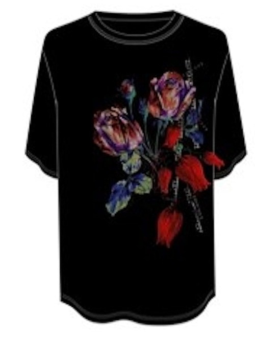 �㴰���Ground Y�����饦��ɥ磻/20/ COTTON JERSEY ROSE AND TULIP/BLACK