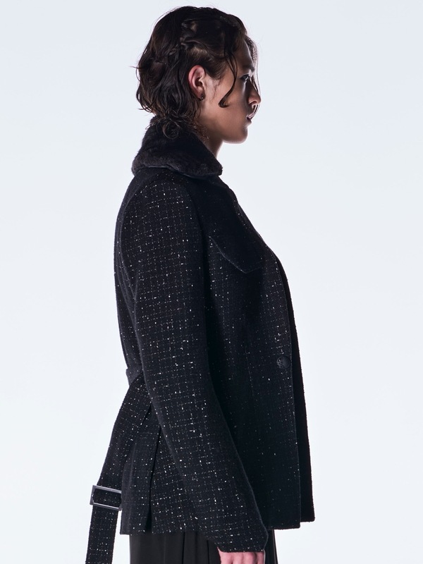 (ͽ���ʡ�11������12������ͽ��/kiryuyrik������奦����奦/Tweed Fur Safari Blouson/Black