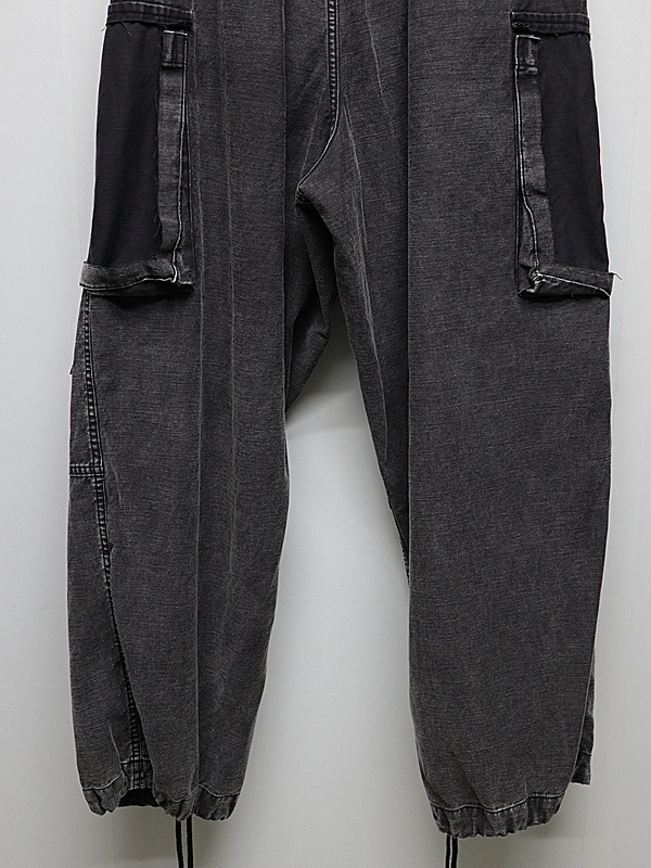 Maison MIHARA YASUHIRO���᥾�� �ߥϥ�䥹�ҥ�/SULFUR DYED BACK SATIN DAMAGED CARGO PT/BLACK