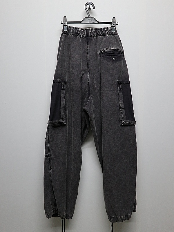 Maison MIHARA YASUHIRO���᥾�� �ߥϥ�䥹�ҥ�/SULFUR DYED BACK SATIN DAMAGED CARGO PT/BLACK