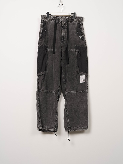 Maison MIHARA YASUHIRO���᥾�� �ߥϥ�䥹�ҥ�/SULFUR DYED BACK SATIN DAMAGED CARGO PT/BLACK