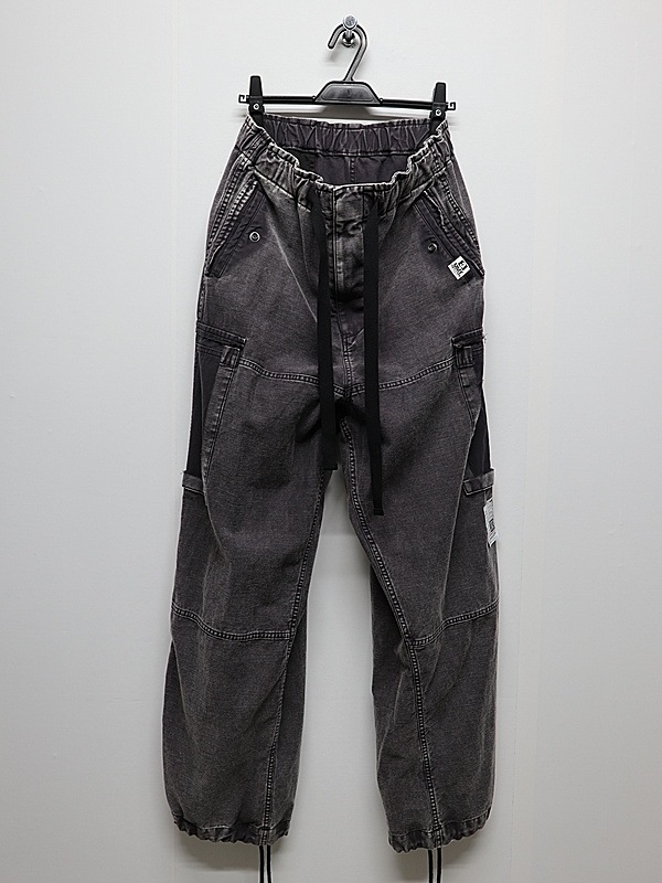 Maison MIHARA YASUHIRO���᥾�� �ߥϥ�䥹�ҥ�/SULFUR DYED BACK SATIN DAMAGED CARGO PT/BLACK