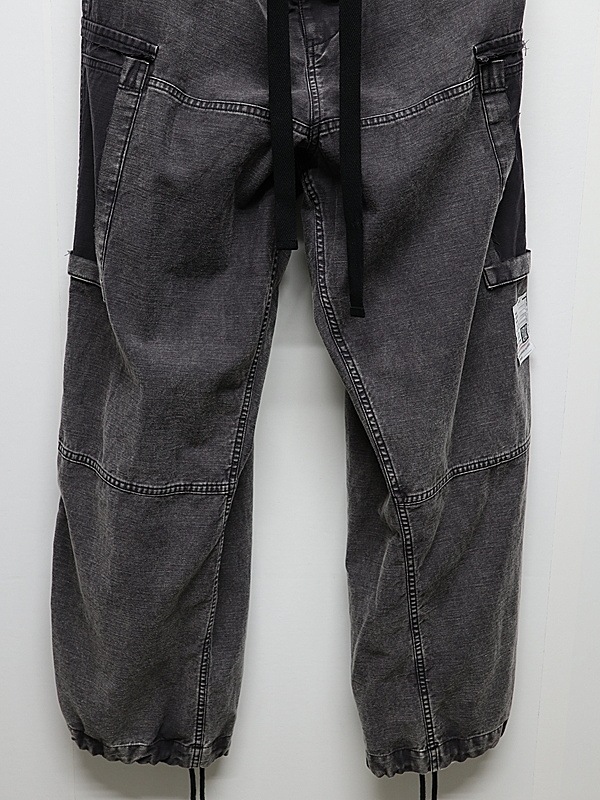 Maison MIHARA YASUHIRO���᥾�� �ߥϥ�䥹�ҥ�/SULFUR DYED BACK SATIN DAMAGED CARGO PT/BLACK