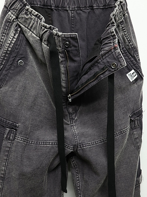 Maison MIHARA YASUHIRO���᥾�� �ߥϥ�䥹�ҥ�/SULFUR DYED BACK SATIN DAMAGED CARGO PT/BLACK