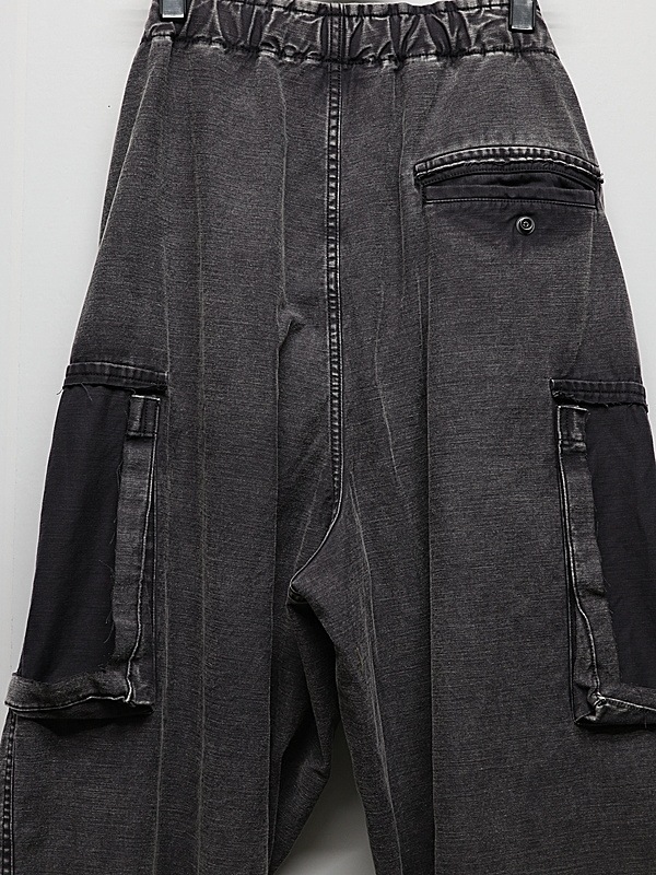 Maison MIHARA YASUHIRO���᥾�� �ߥϥ�䥹�ҥ�/SULFUR DYED BACK SATIN DAMAGED CARGO PT/BLACK