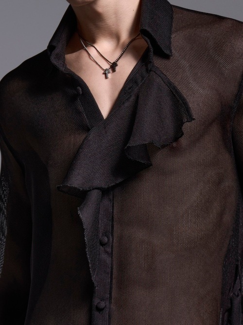 (ͽ���ʡ�6��7������ͽ��/kiryuyrik������奦����奦/KARAMI Gather Sleeve Shirt/Black