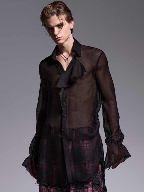 (ͽ���ʡ�6��7������ͽ��/kiryuyrik������奦����奦/KARAMI Gather Sleeve Shirt/Black