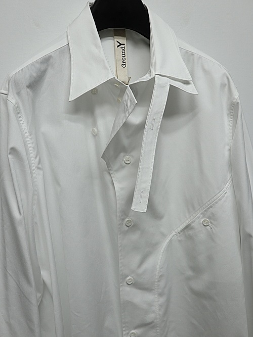 Ground Y�����饦��ɥ磻/100/2 COTTON BROAD FRONT EDGE CURVED SHIRT/WHITE