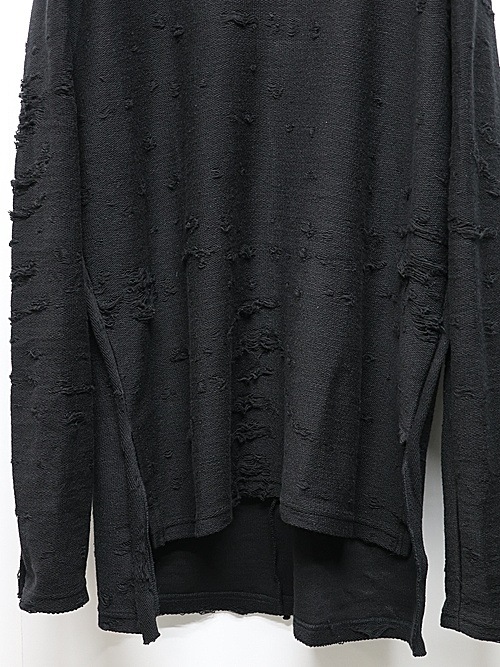 SALE30%OFF/nude:masahiko maruyama ̡:ޥҥޥ/Cotton Damege Jaquard jersey LONG SLEEVE T SHIRT/Black