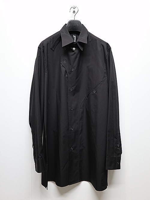 Ground Y�����饦��ɥ磻/100/2 COTTON BROAD FRONT EDGE CURVED SHIRT/BLACK