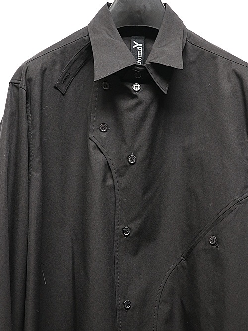 Ground Y�����饦��ɥ磻/100/2 COTTON BROAD FRONT EDGE CURVED SHIRT/BLACK
