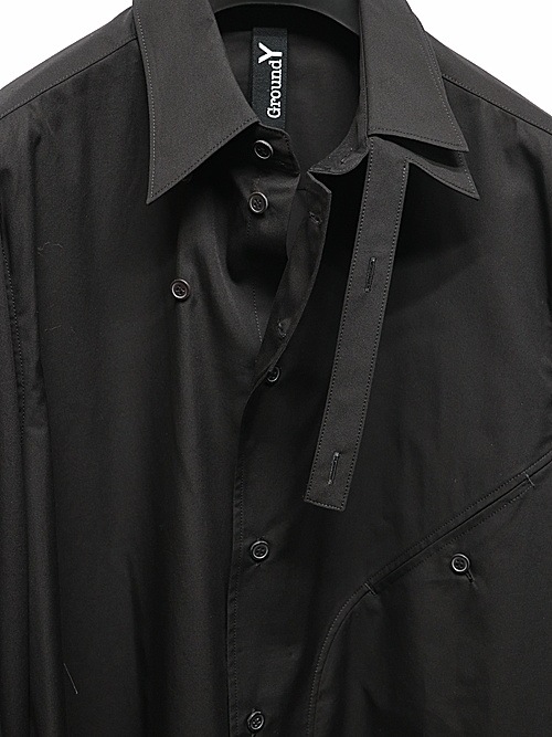Ground Y�����饦��ɥ磻/100/2 COTTON BROAD FRONT EDGE CURVED SHIRT/BLACK
