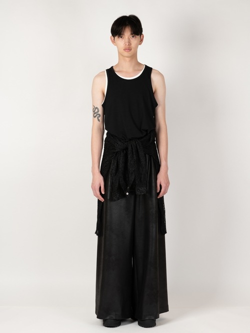 LAD MUSICIAN����å� �ߥ塼�������/STRETCH FAUX LEATHER/J WIDE PT/BLACK