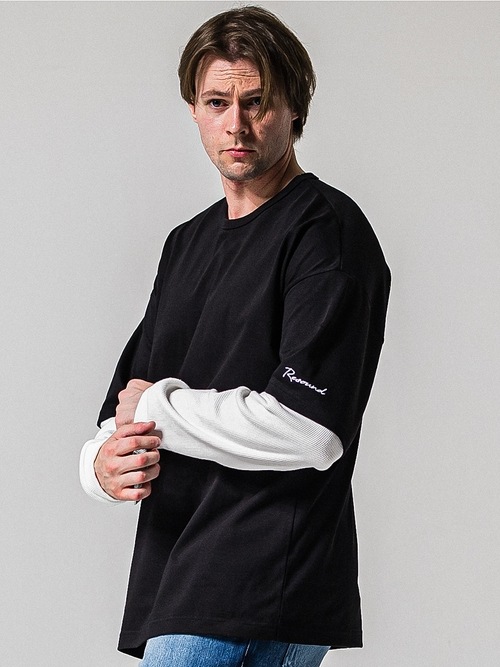 (ͽ���ʡ�2��3������ͽ��/39TH RESOUND CLOTHING���ꥵ����ɥ���������/LOOSE FIT fake layered waffle longsleave/BKWH