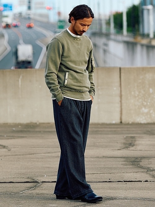 �㴰���wjk�����֥른��������/2-tuck wide trousers/used black