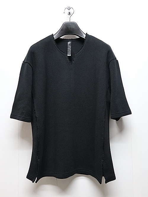 wjk�����֥른��������/quarter-knit key neck H/S/black