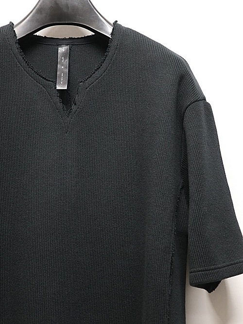 wjk�����֥른��������/quarter-knit key neck H/S/black