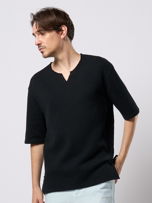 (ͽ���ʡ�2��3������ͽ��/wjk�����֥른��������/quarter-knit key neck H/S/black